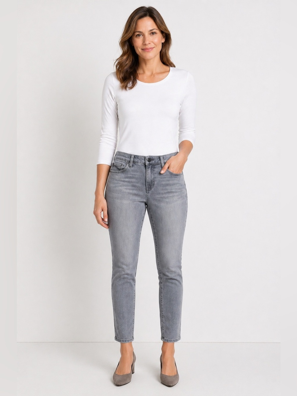 Talbots Flawless jeans size 8 petite gray color